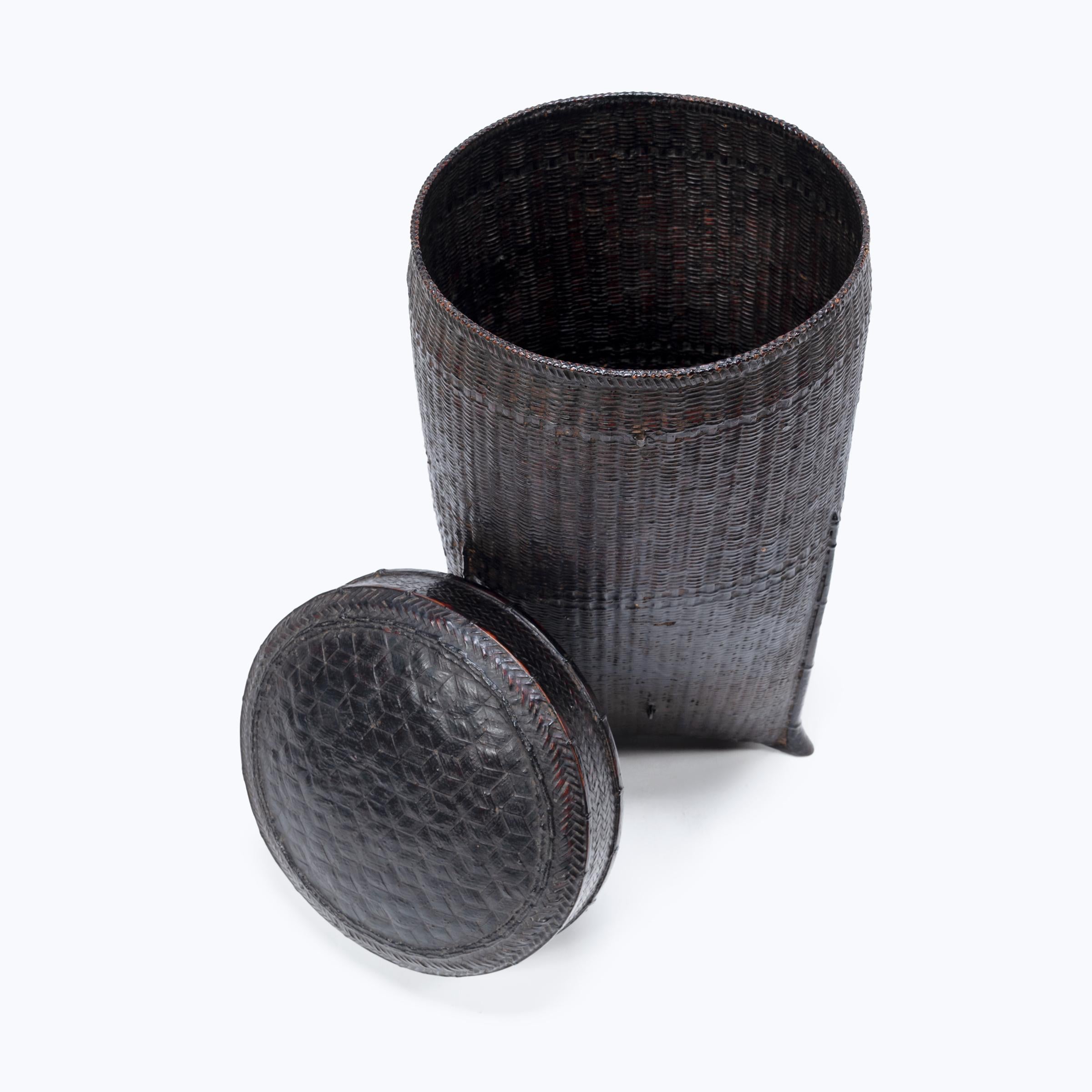 Bamboo Dark Lacquer Woven Pack Basket