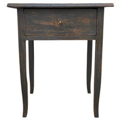 Dark lacquered fir wood side table