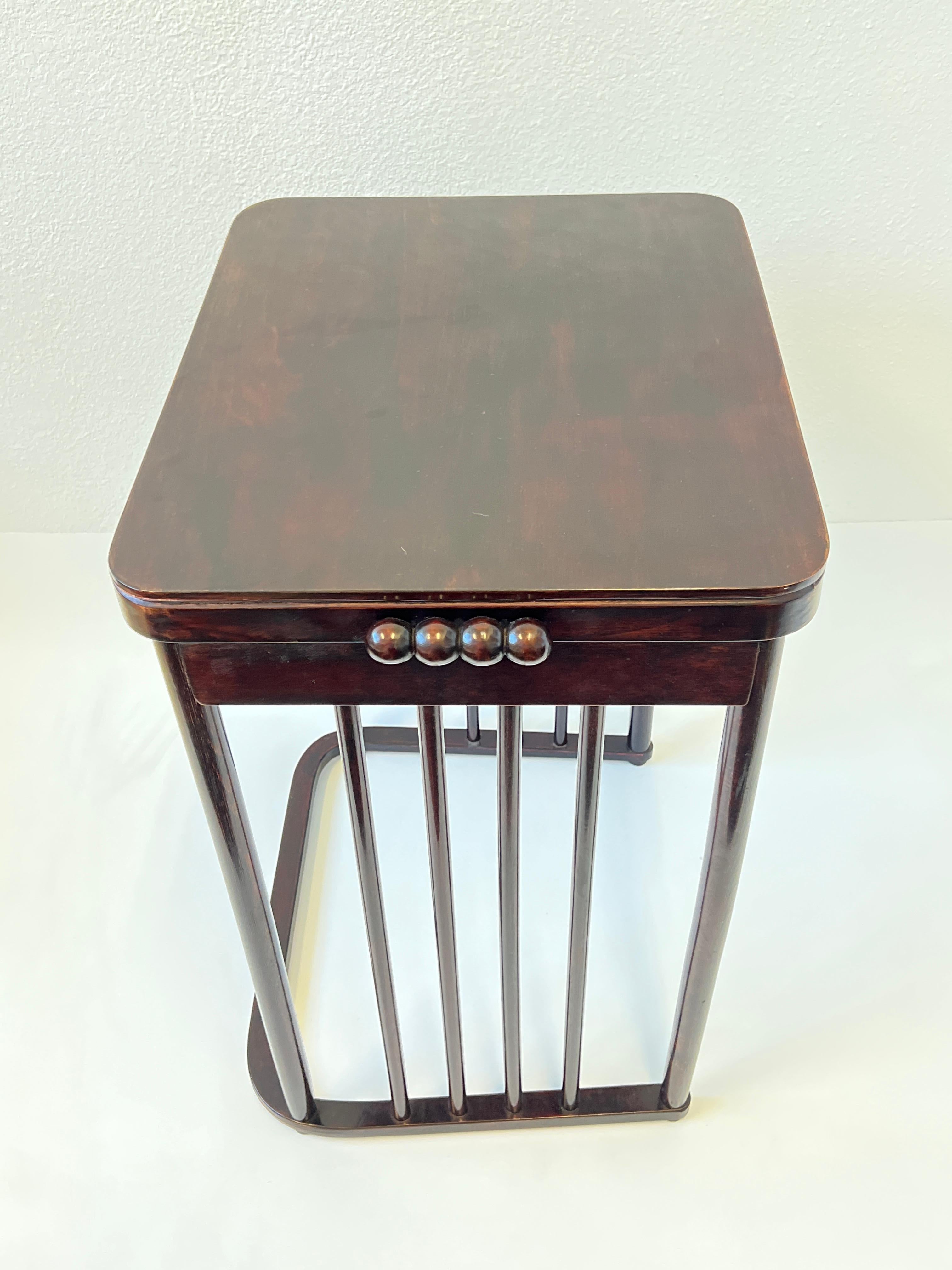 Lacquered Dark Mahogany Art Nouveau Bentwood Side Table by Josef Hoffman