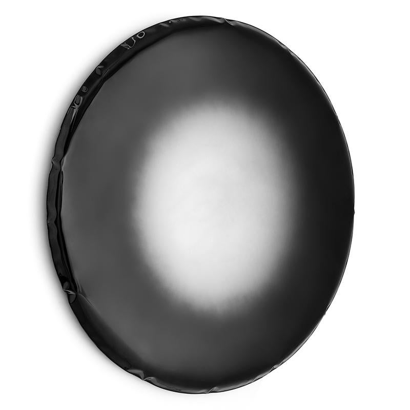 Dark matter Oko 150 sculptural wall mirror by Zieta
Dimensions: Diameter 150 x Depth 6 cm 
Material: Stainless steel. 
Finish: Dark matter.
Available in finishes: Stainless steel, deep space blue, emerald, saphire, saphire/emerald, dark matter, and