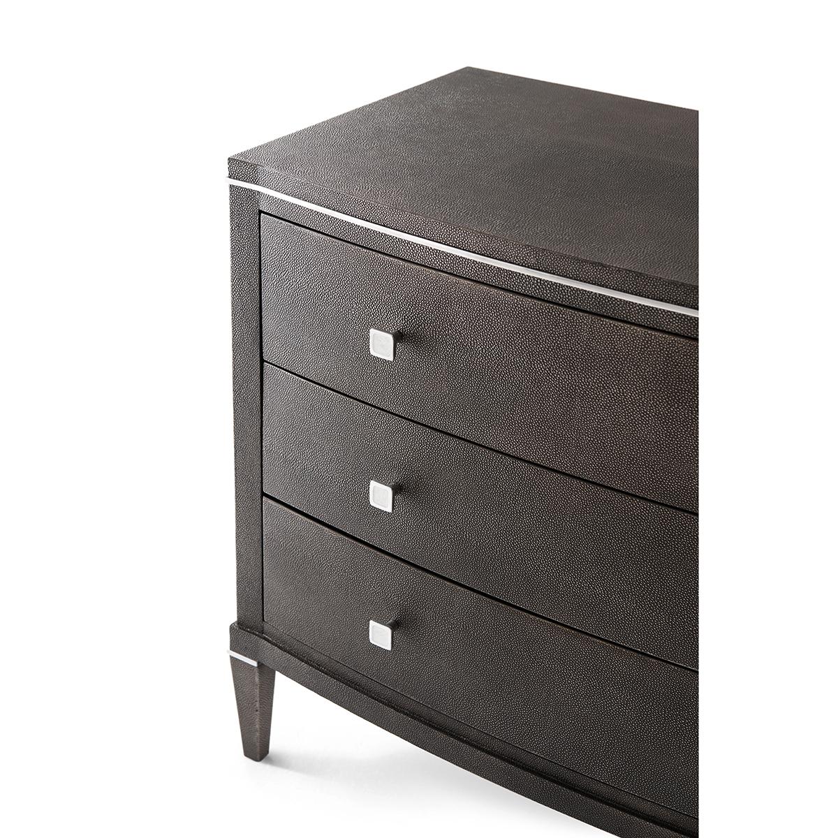 Contemporary Dark Mid Century Leather Nightstand For Sale