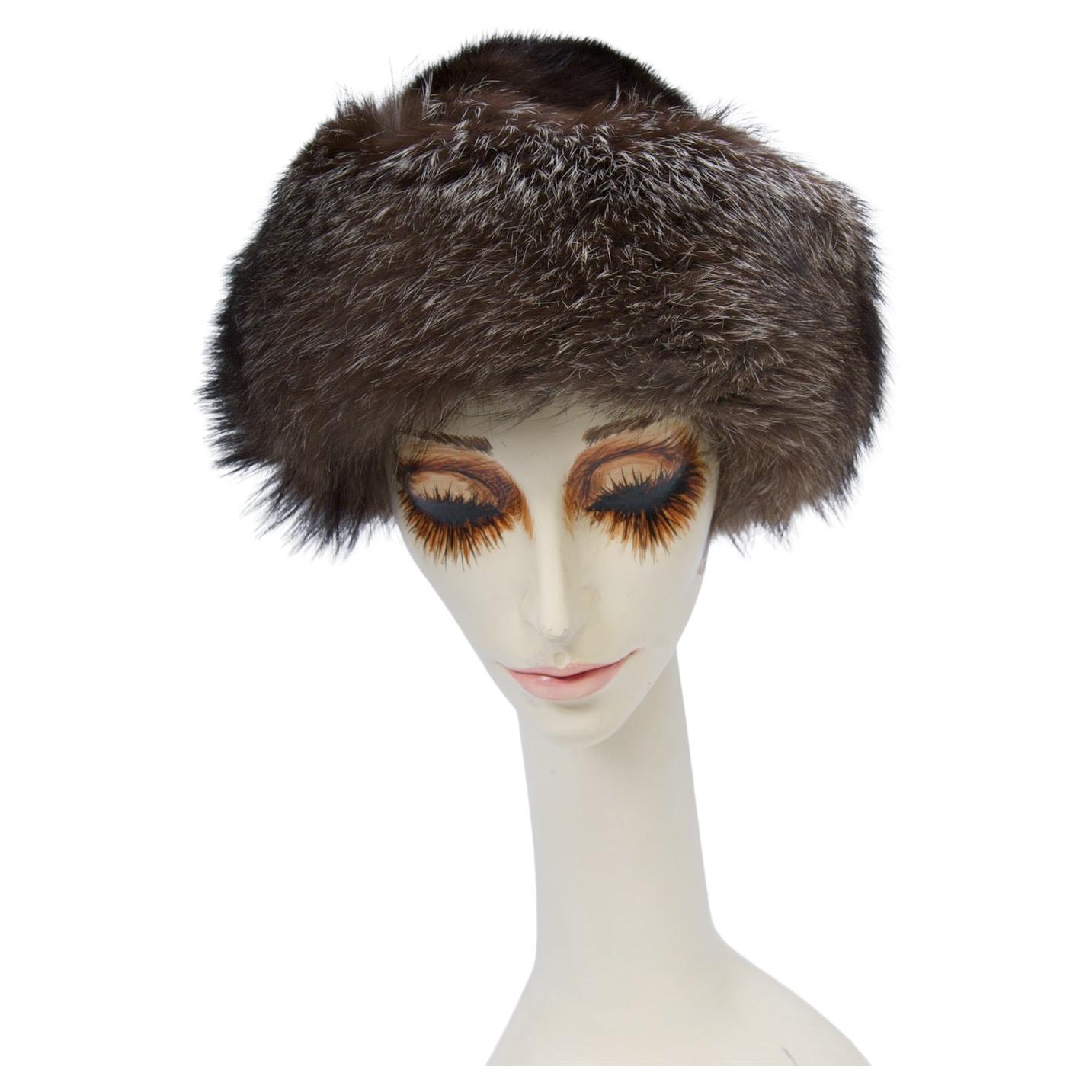 Dark Mink and Silver Fox Hat, Lenore Marshall For Sale