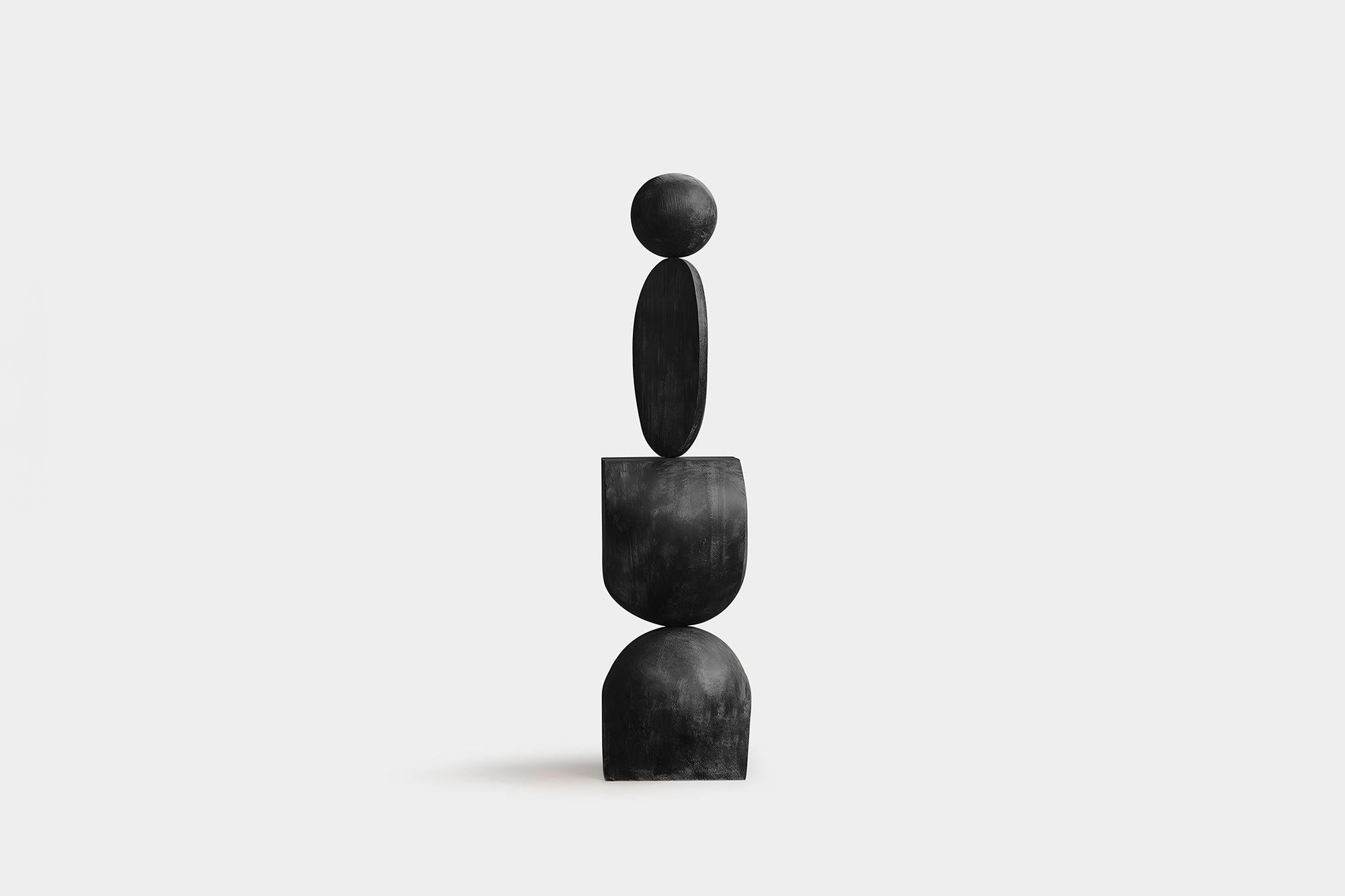 Hand-Crafted Dark Modern Totem, Black Solid Wood, Vision by Escalona, Still Stand No81 For Sale
