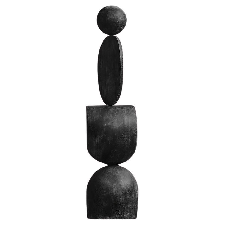 Dark Modern Totem, Black Solid Wood, Vision by Escalona, Still Stand No81 For Sale