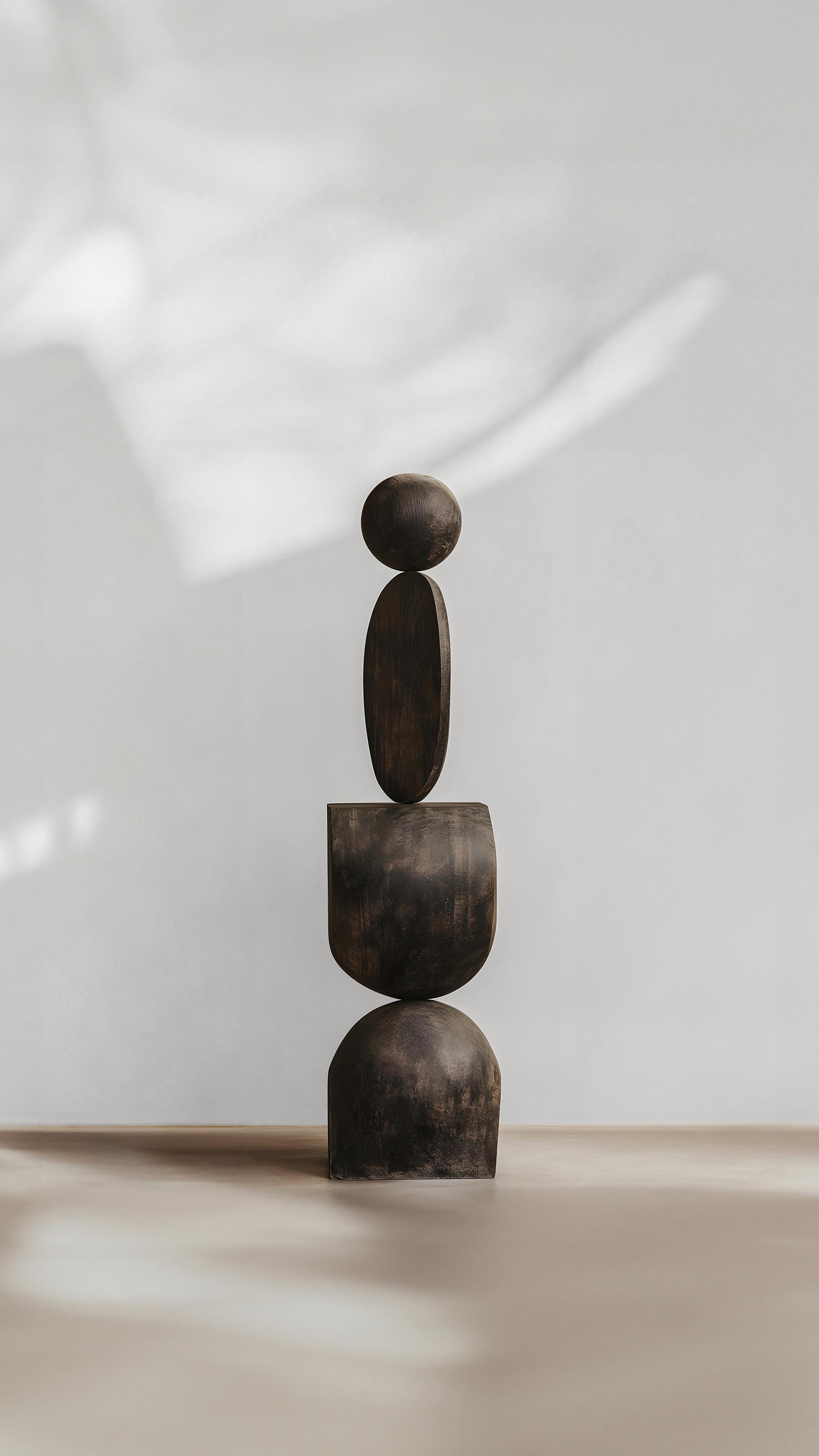 Hand-Crafted Dark, Modern Totem in Burned Oak, Escalona's Vision, Still Stand No81 For Sale