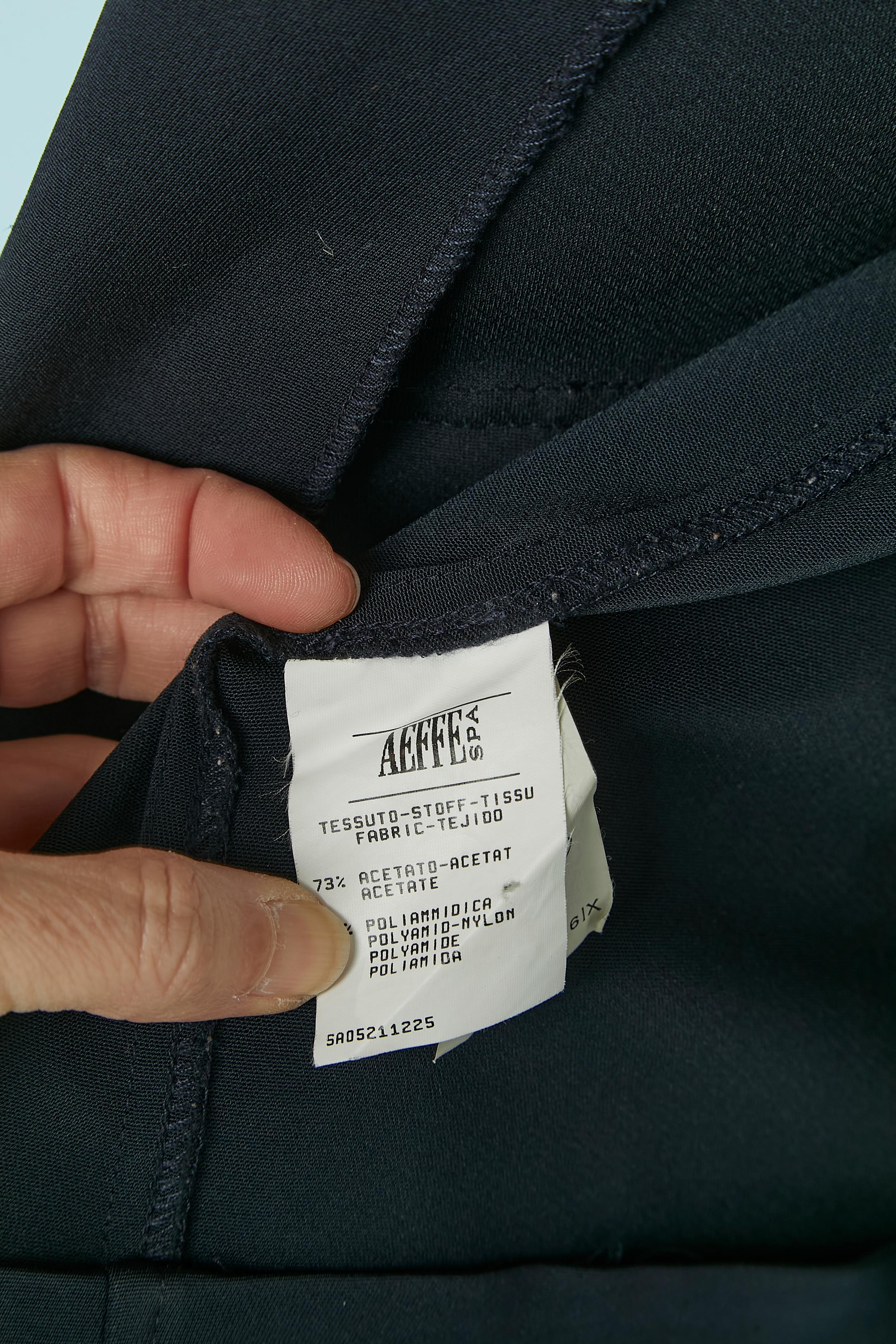 Dark navy blue and green taffetas trouser suit Jean-Paul Gaultier Classique For Sale 7