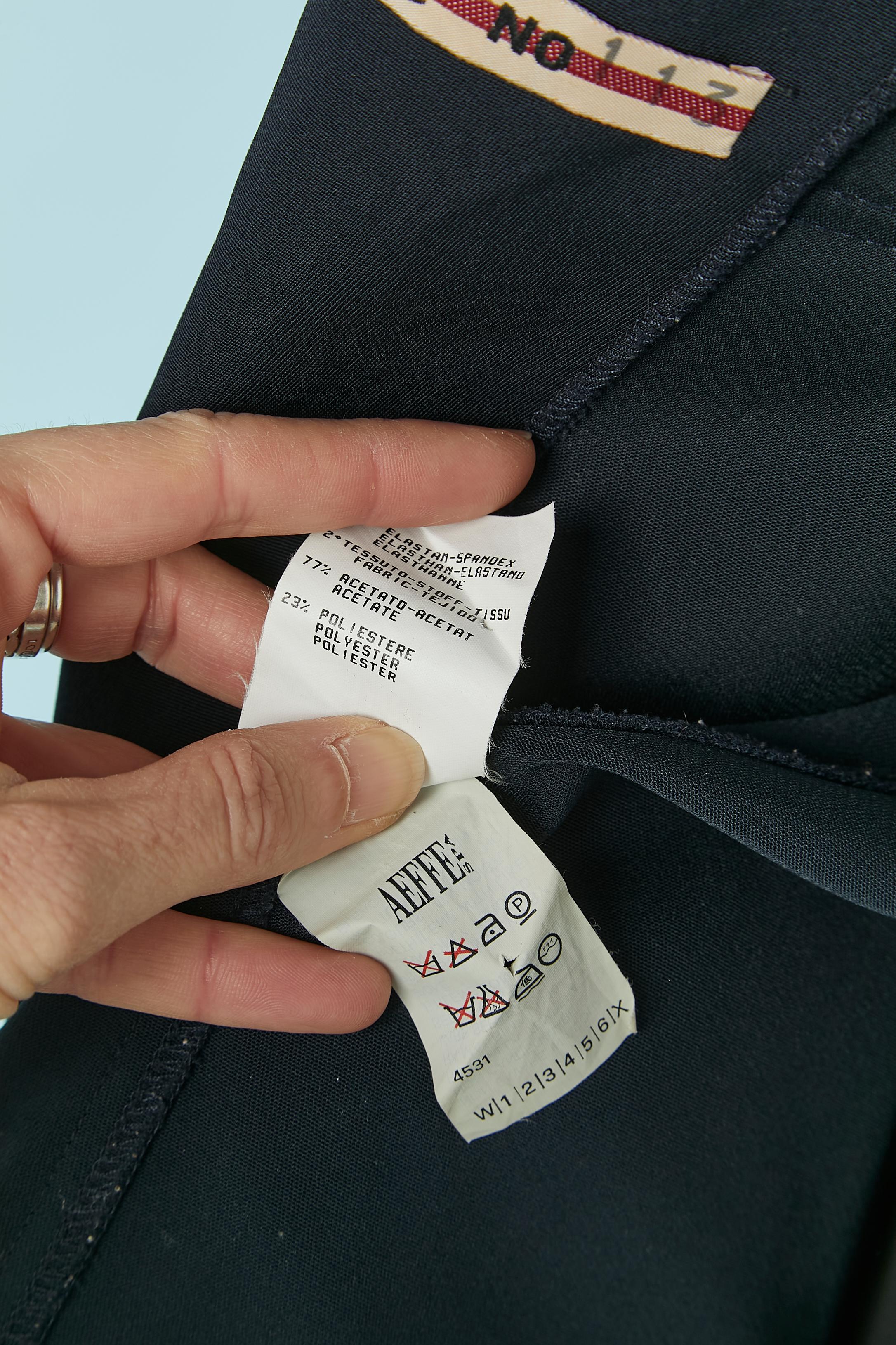 Dark navy blue and green taffetas trouser suit Jean-Paul Gaultier Classique For Sale 8