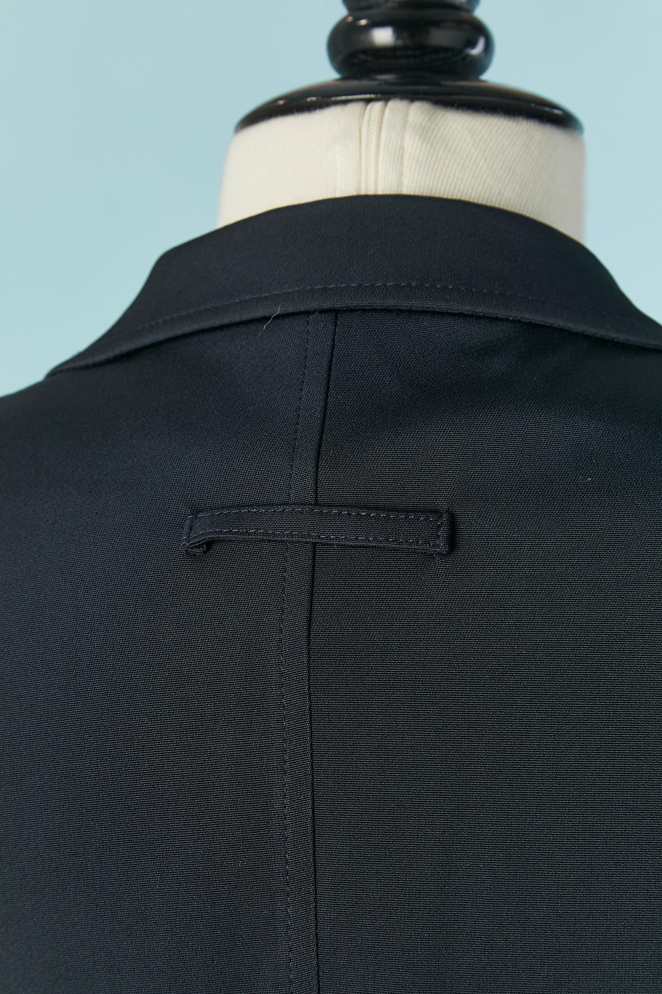 Dark navy blue and green taffetas trouser suit Jean-Paul Gaultier Classique For Sale 2