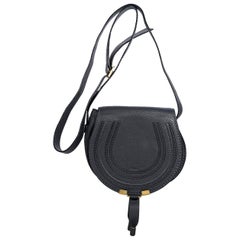 Dark Navy Blue Chloe Leather Marcie Saddle Bag