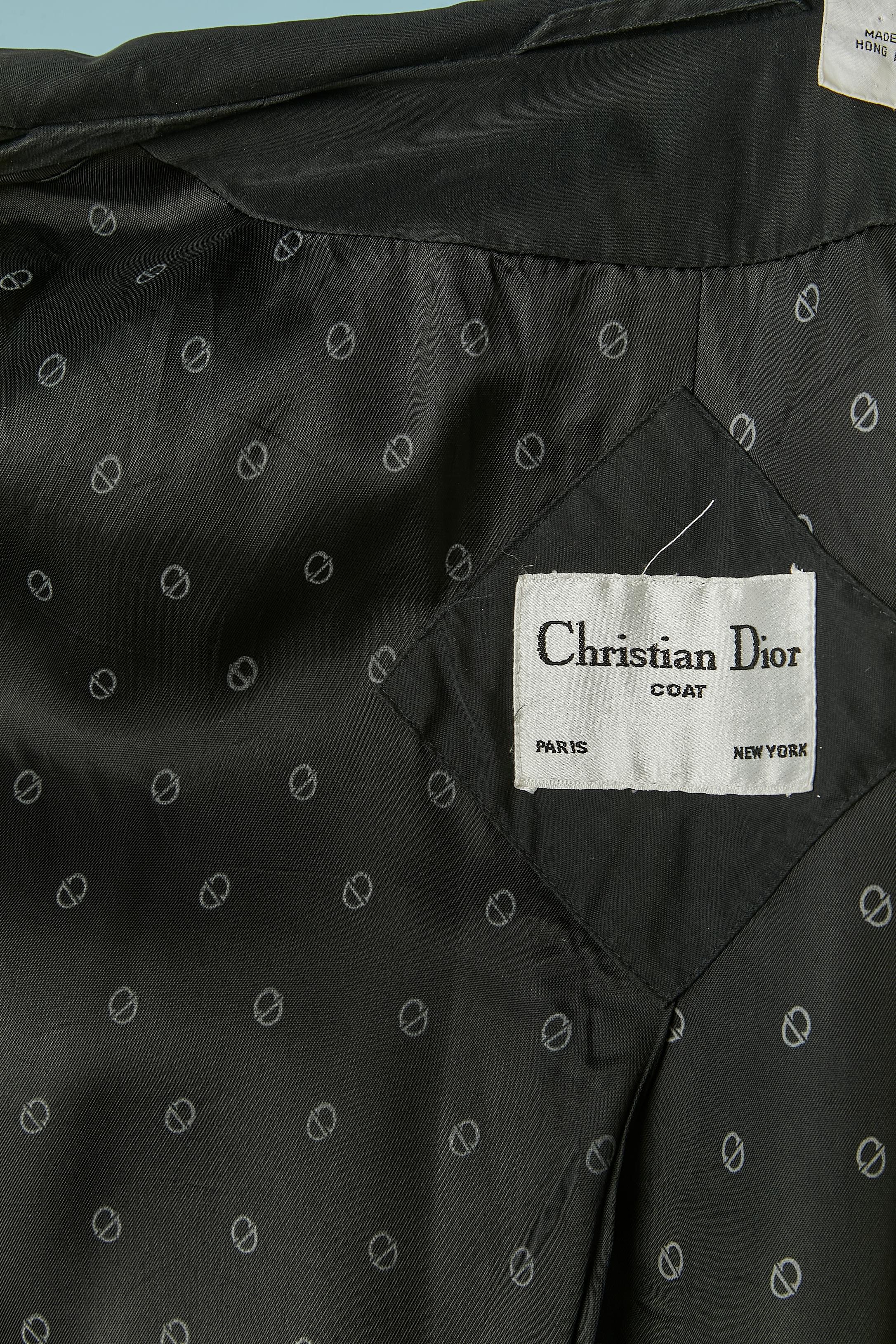 Imperméable bleu marine foncé à double boutonnage Christian Dior en vente 2