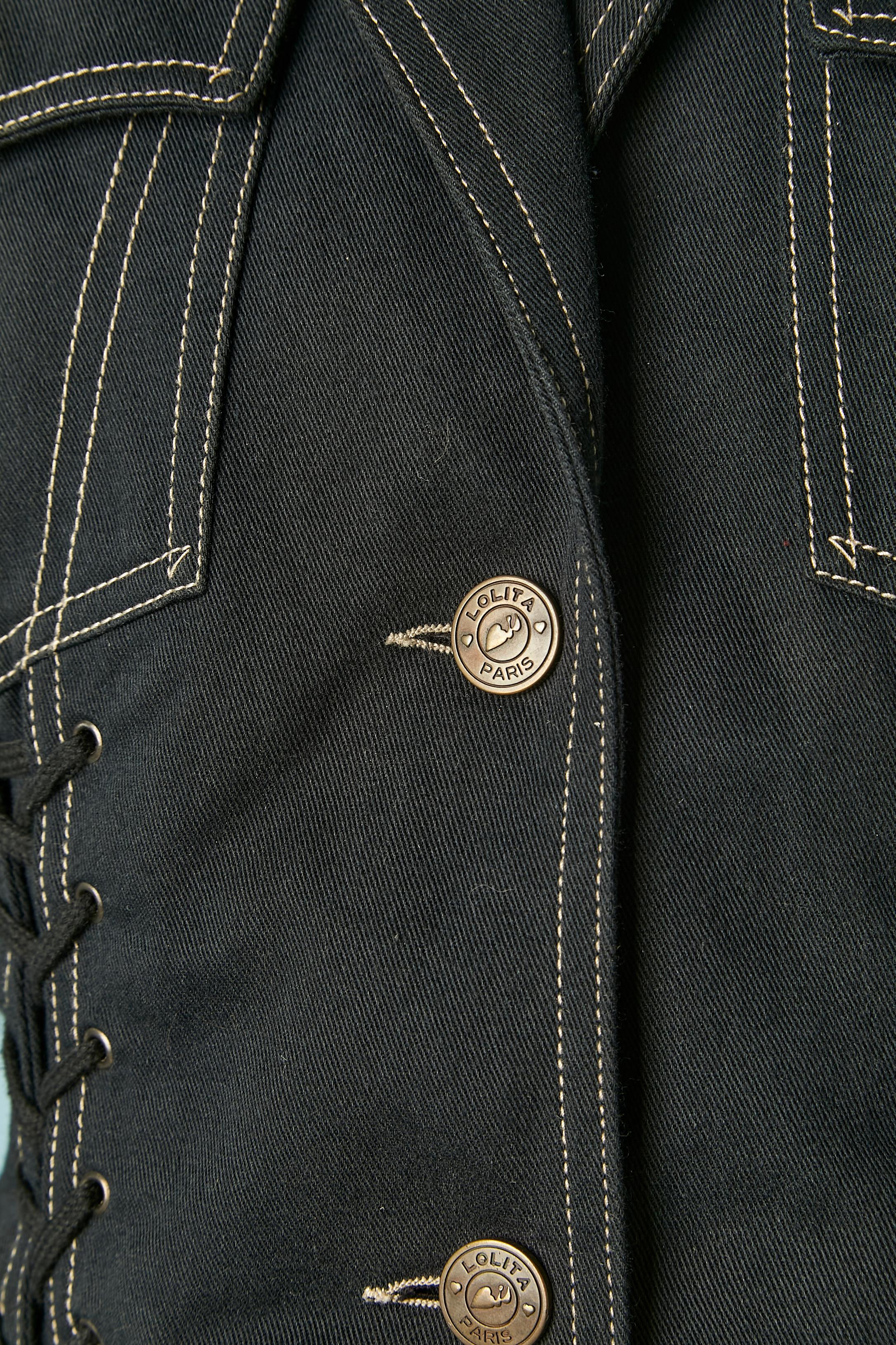 Veste en coton bleu marine foncé avec lacets Lolita Bis  Excellent état - En vente à Saint-Ouen-Sur-Seine, FR