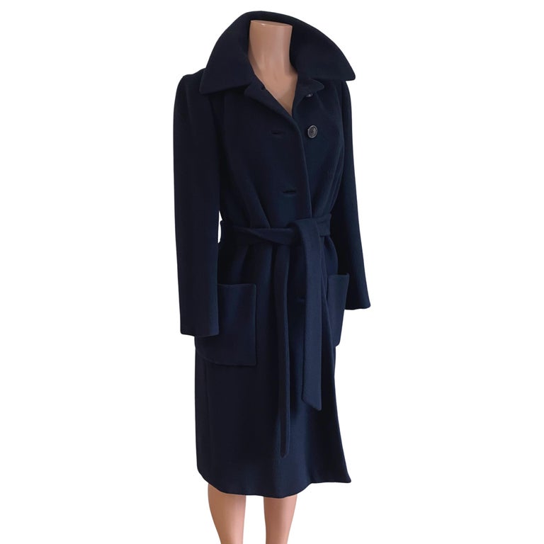 Dark Navy Thick Pure Cashmere Coat For Sale at 1stDibs