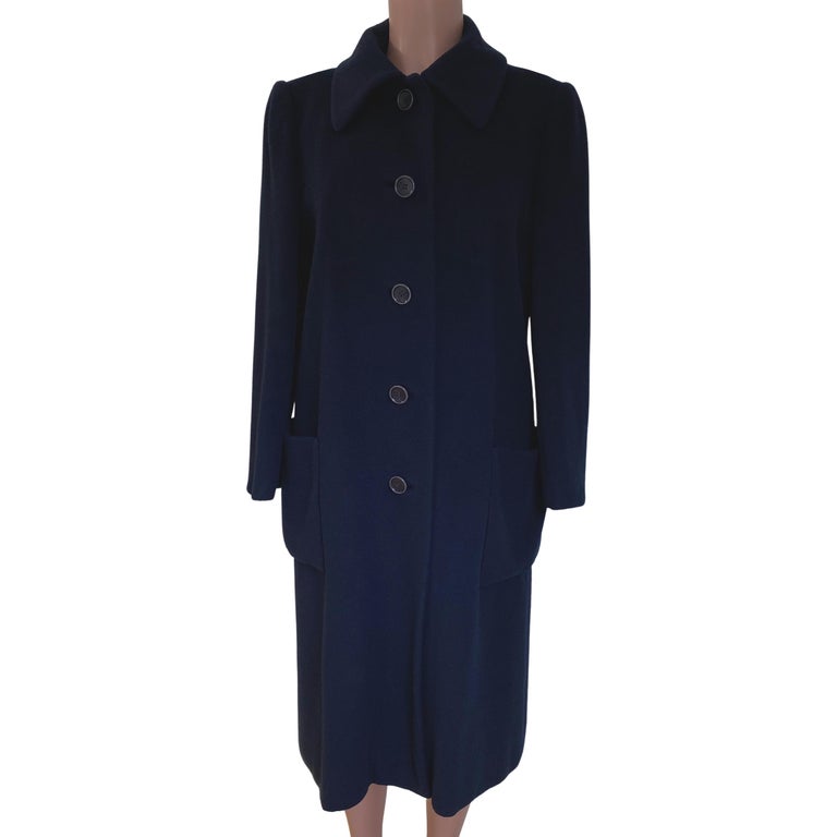 Dark Navy Thick Pure Cashmere Coat For Sale at 1stDibs