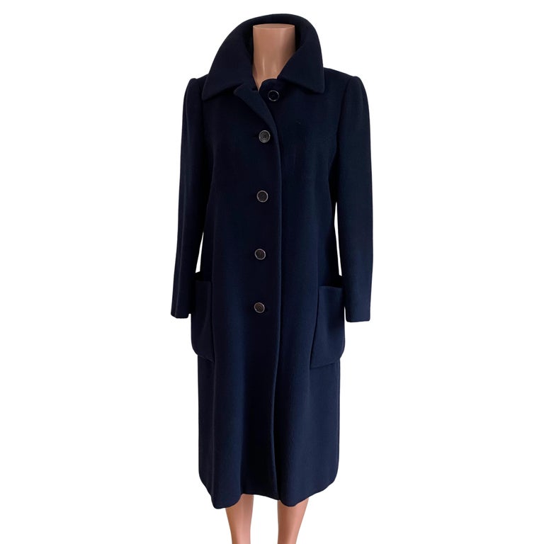 Dark Navy Thick Pure Cashmere Coat For Sale at 1stDibs