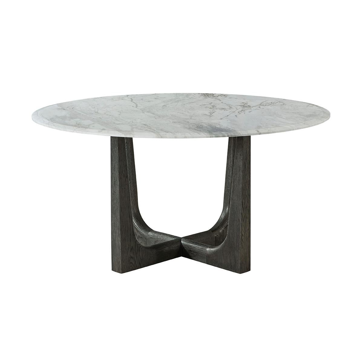 round dark oak dining table