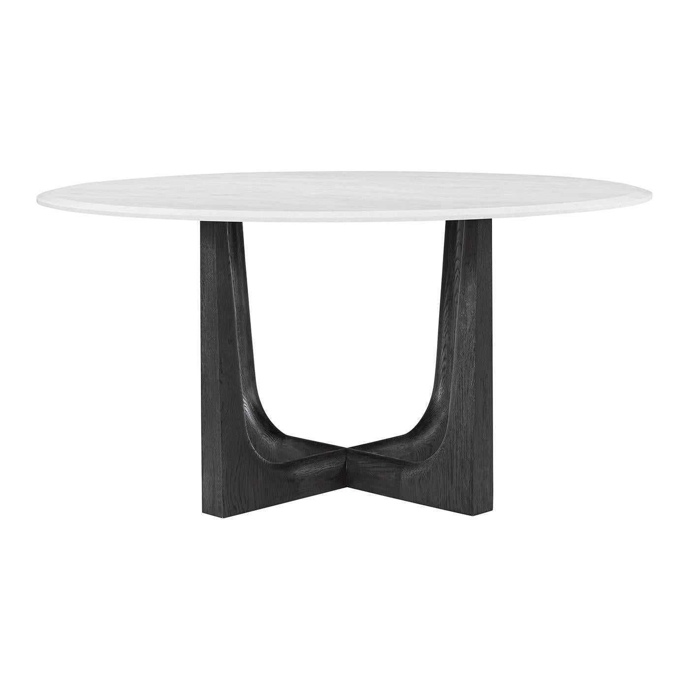 Mesa de comedor redonda de roble oscuro y cuarzo Moderno en venta