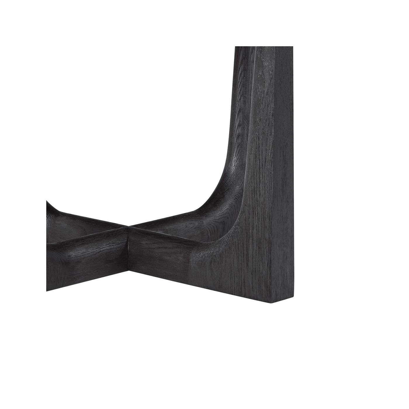 Mesa de comedor redonda de roble oscuro y cuarzo en Nuevo estado para la venta en Westwood, NJ