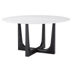 Dark Oak and Quartz Round Dining Table