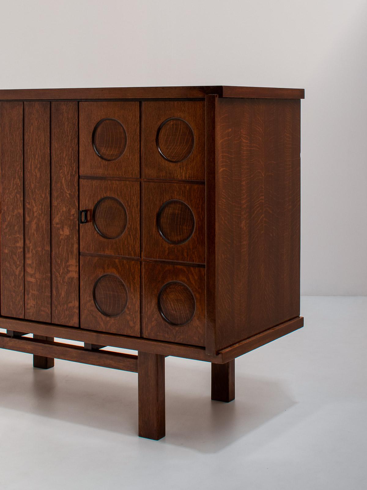 Dark Oak Brutalist Bar Cabinet, 1970s Belgium 4