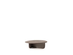 Dunkler Eiche Center Couchtisch mit Fusion Art Glasplatte Ø46x13.4H in