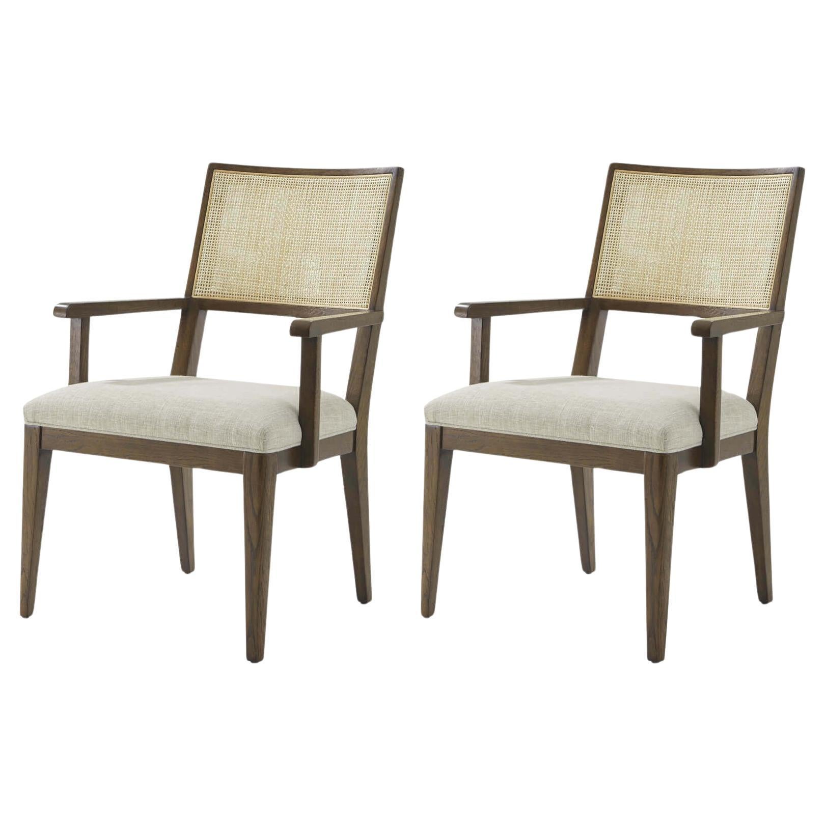 Dark Oak Coastal Dining Arm Chairs