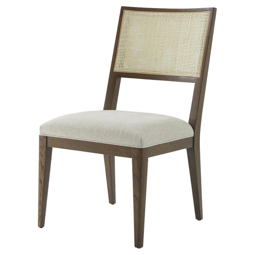 Dark Oak Coastal Dining Side Chair For Sale