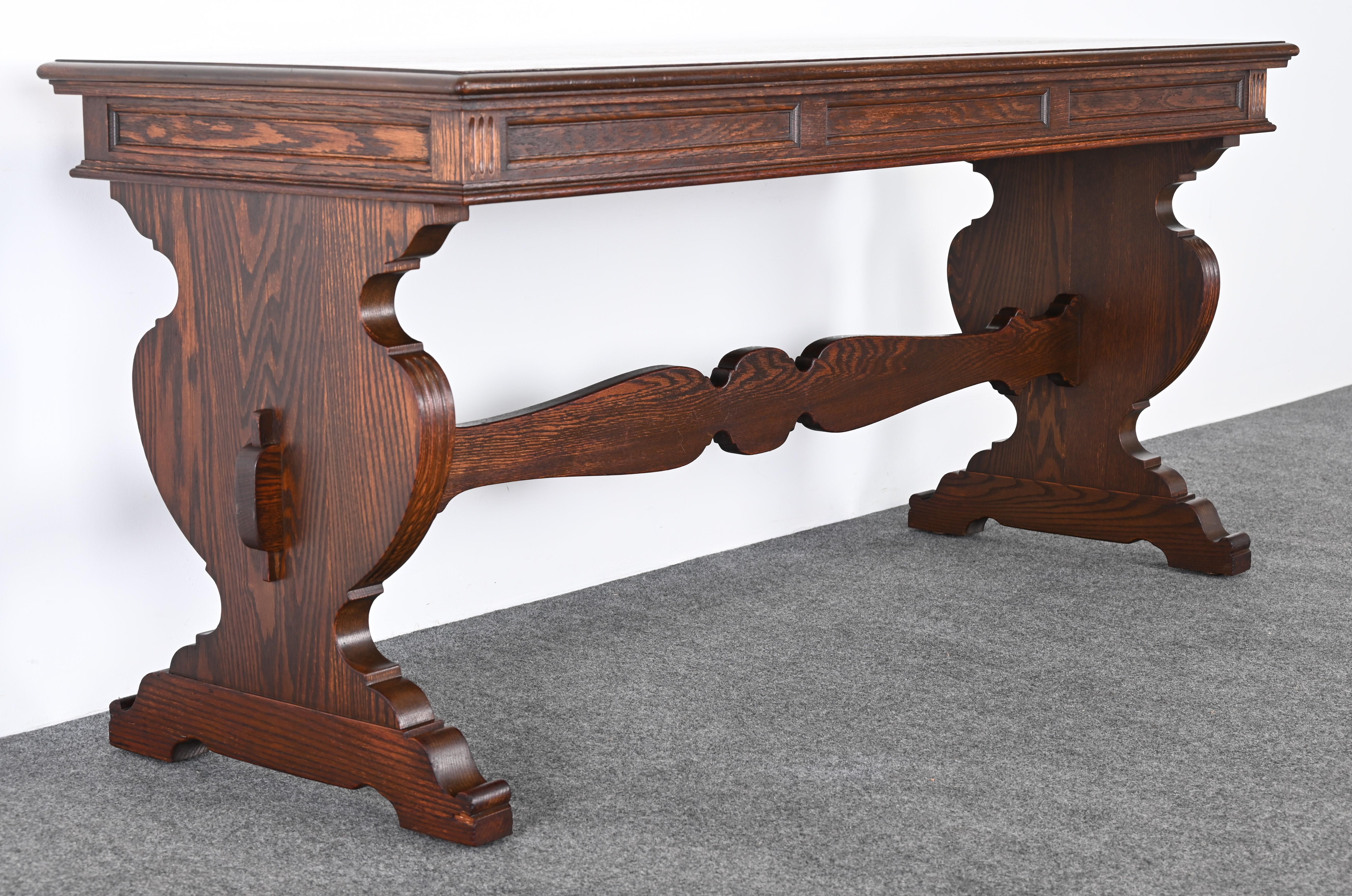 Colonial Revival Dark Oak Console or Sofa Table by Irving & Casson, 1920s