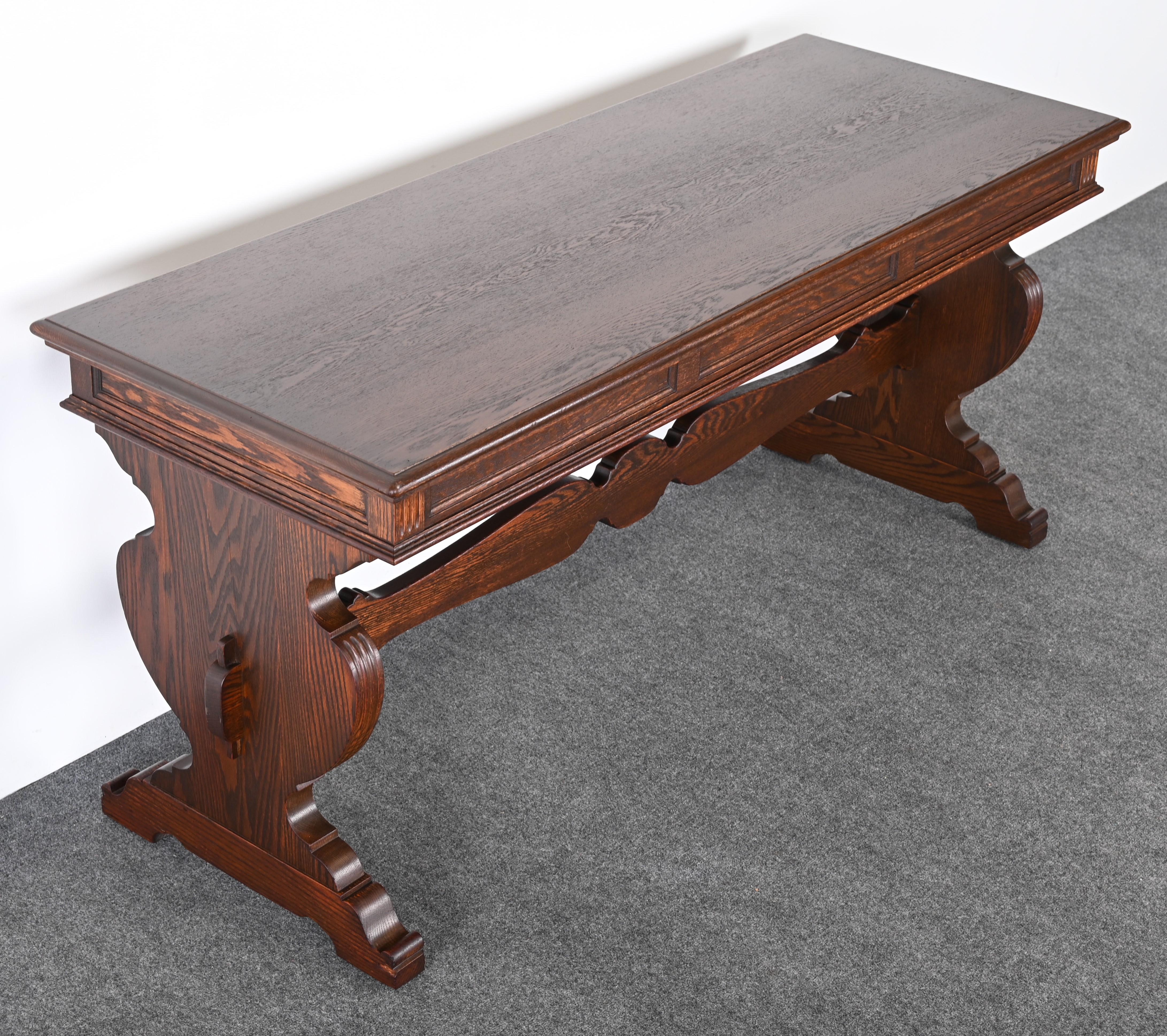 American Dark Oak Console or Sofa Table by Irving & Casson, 1920s