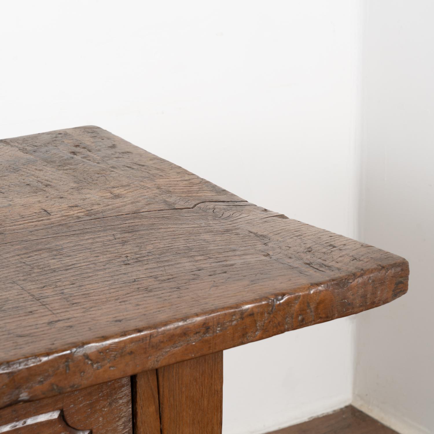 Dark Oak Console Table with Two Drawers, Spain 1800's For Sale 5