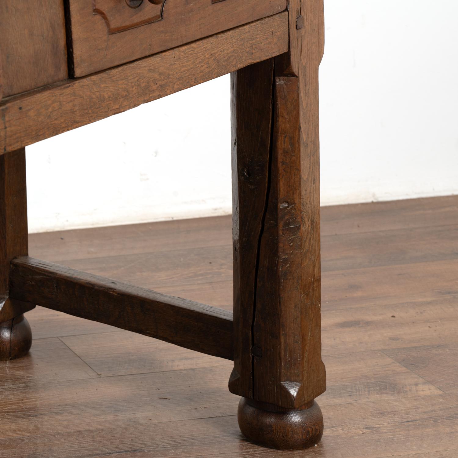 Dark Oak Console Table with Two Drawers, Spain 1800's For Sale 6