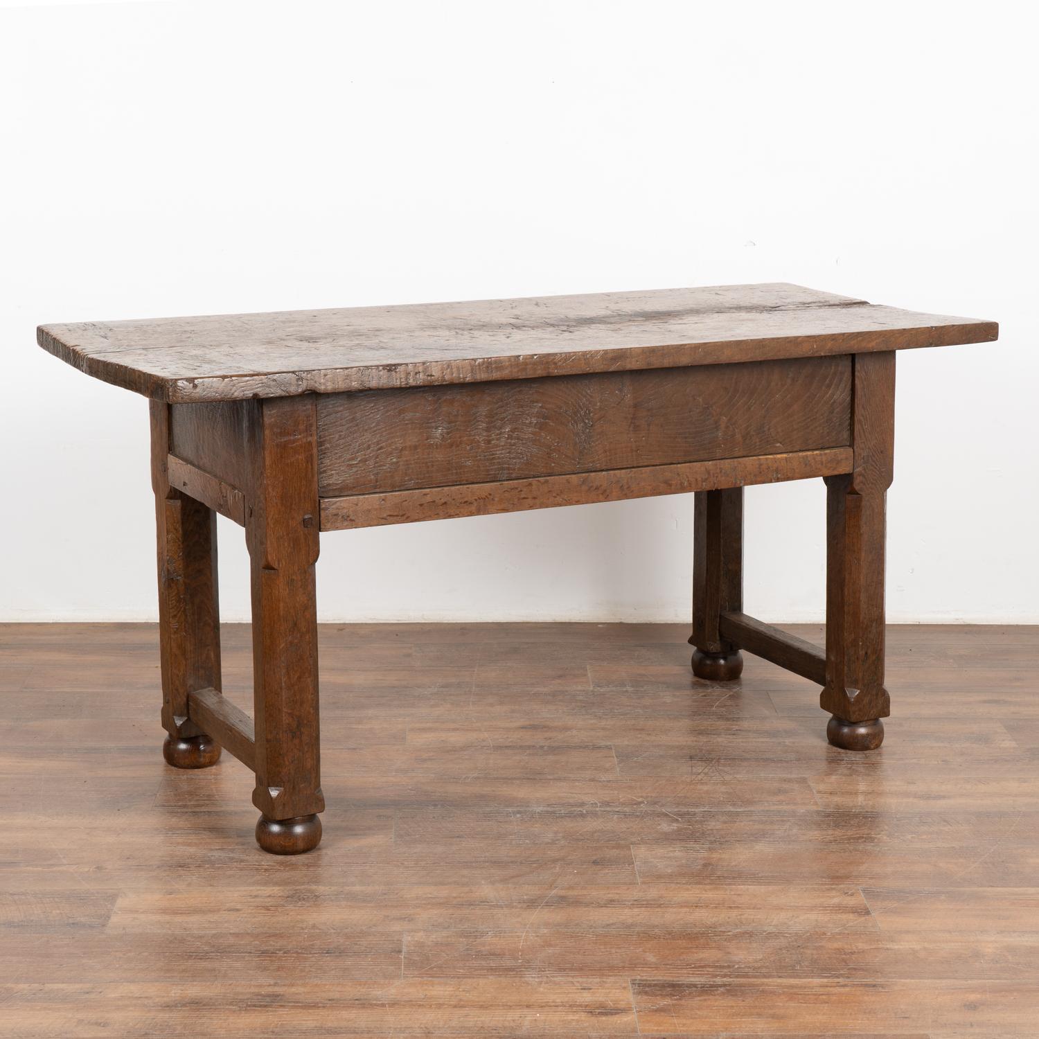 Dark Oak Console Table with Two Drawers, Spain 1800's For Sale 7