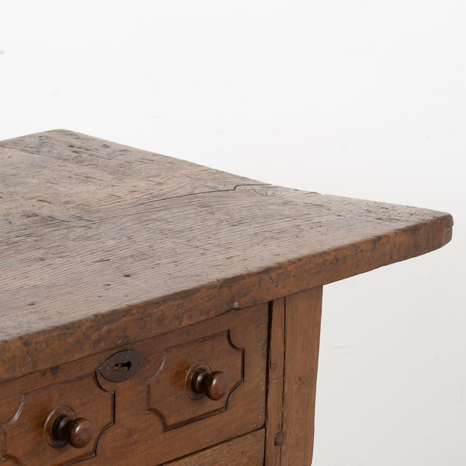 Dark Oak Console Table with Two Drawers, Spain 1800's For Sale 1