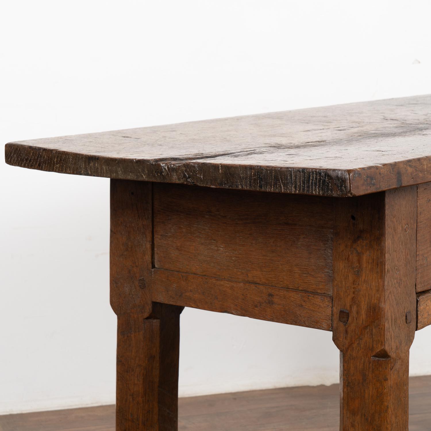 19th Century Dark Oak Console Table with Two Drawers, Spain 1800's