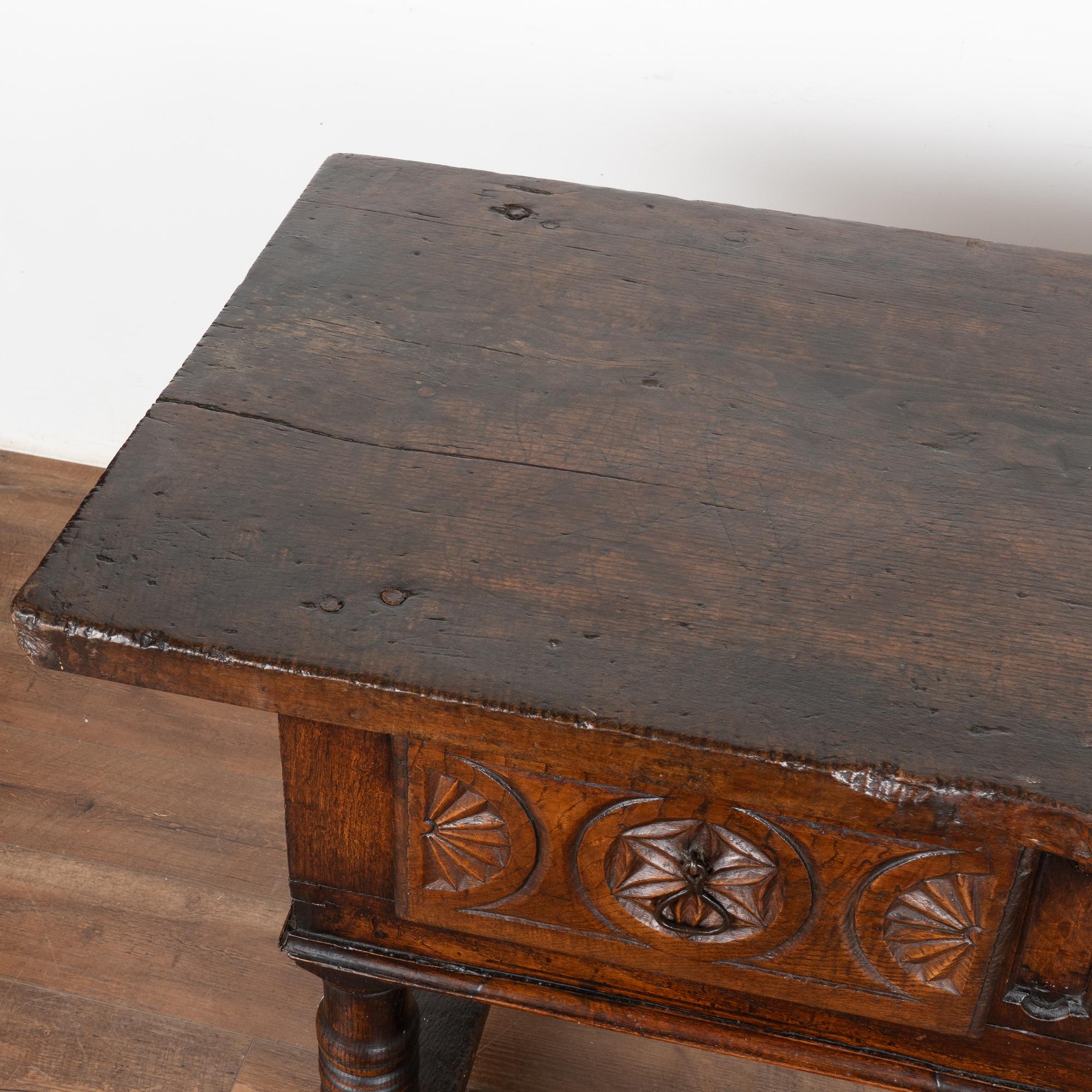Dark Oak Console with Three Drawers, Spain circa 1780-1800 5