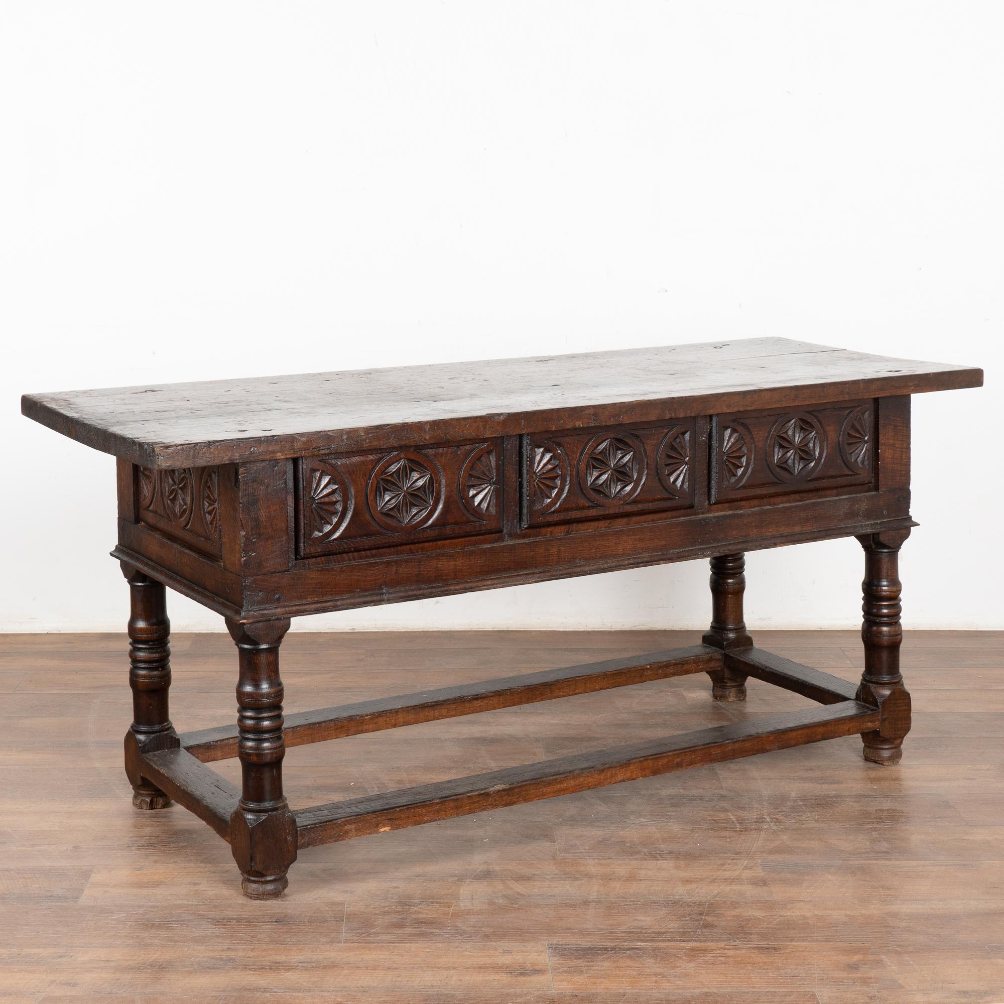 Dark Oak Console with Three Drawers, Spain circa 1780-1800 6