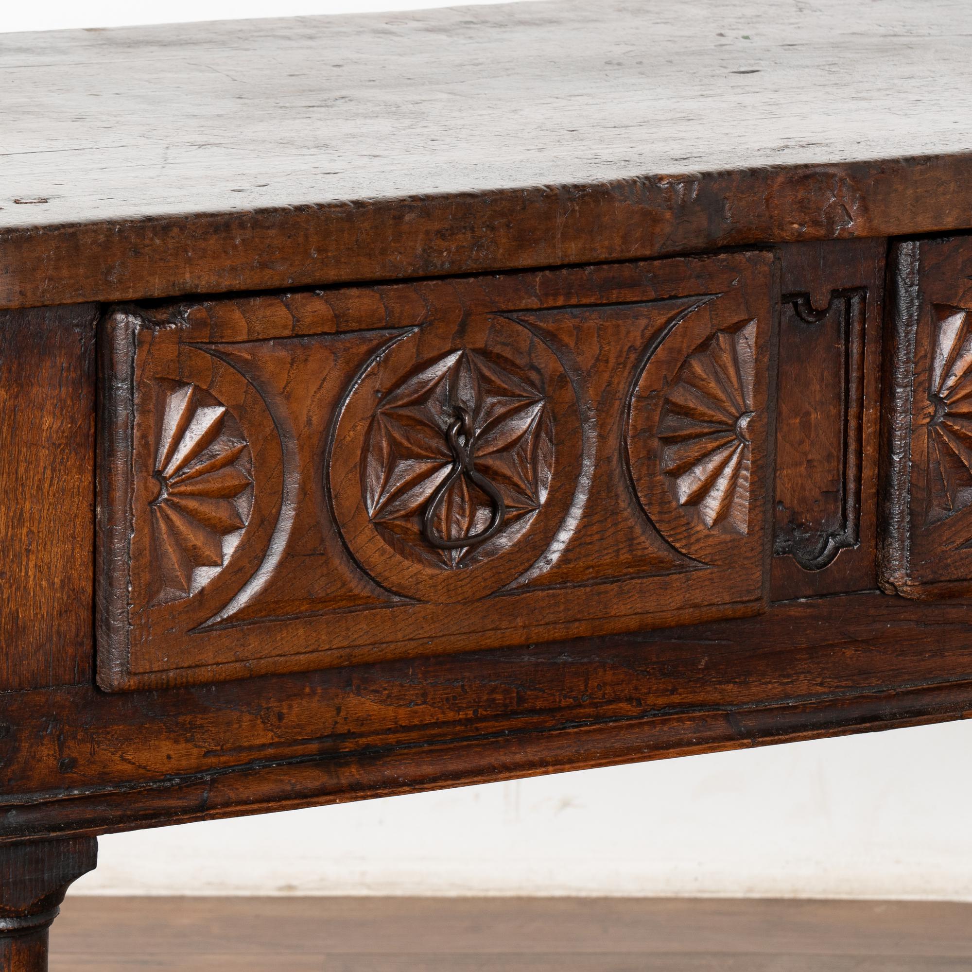 Dark Oak Console with Three Drawers, Spain circa 1780-1800 In Good Condition In Round Top, TX