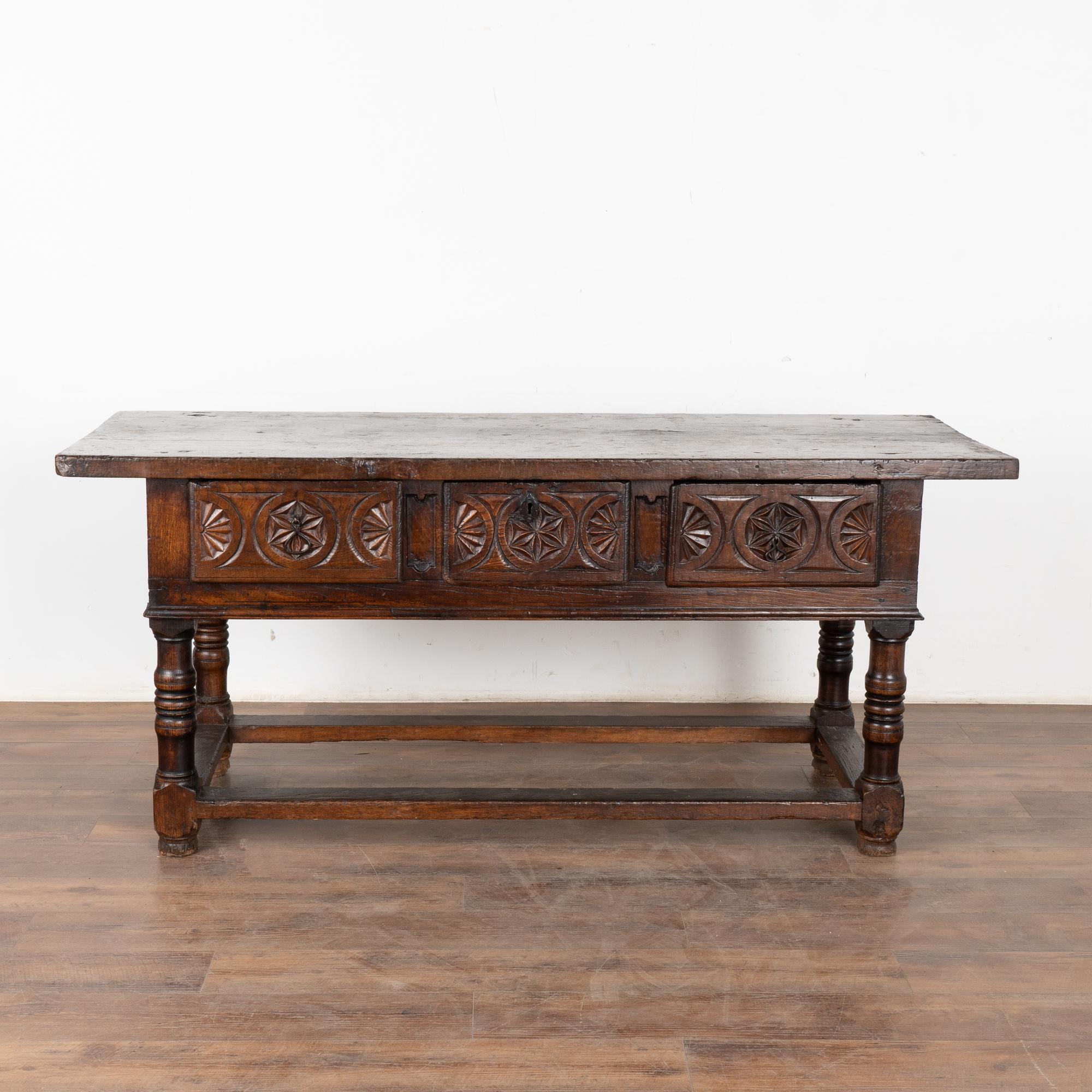Dark Oak Console with Three Drawers, Spain circa 1780-1800 2