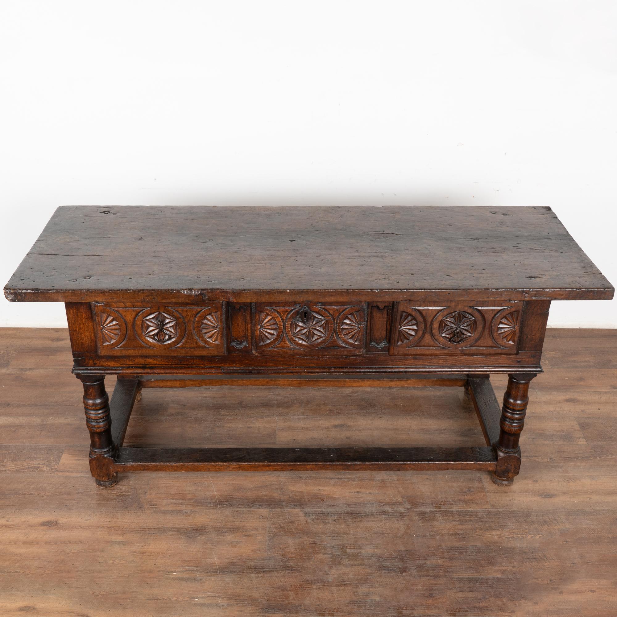 Dark Oak Console with Three Drawers, Spain circa 1780-1800 3