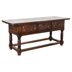Dark Oak Console with Three Drawers, Spain circa 1780-1800