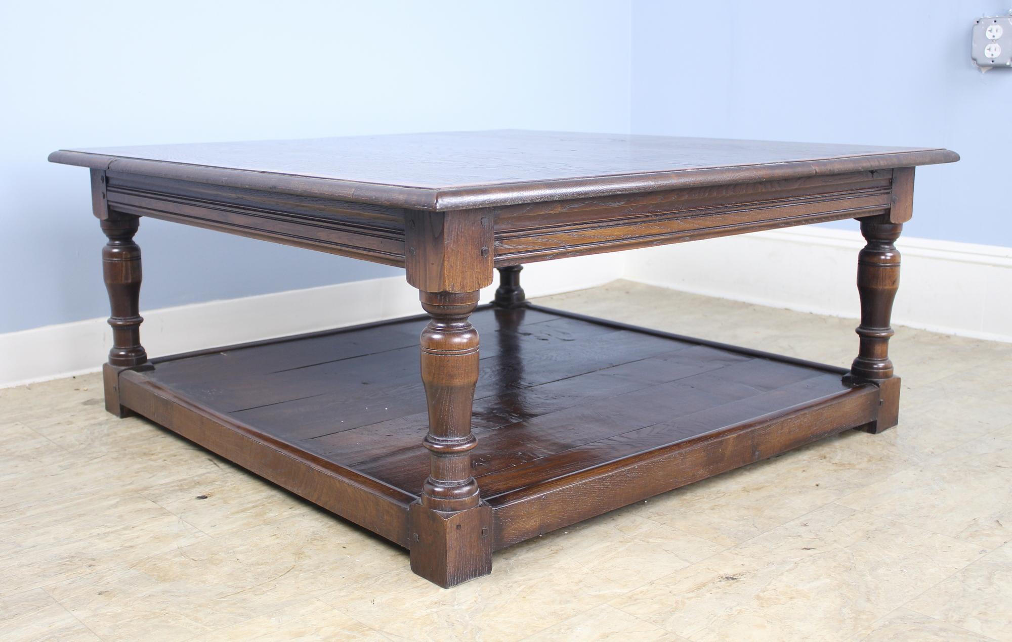 Dark Oak English Potboard Coffee Table In Excellent Condition In Port Chester, NY