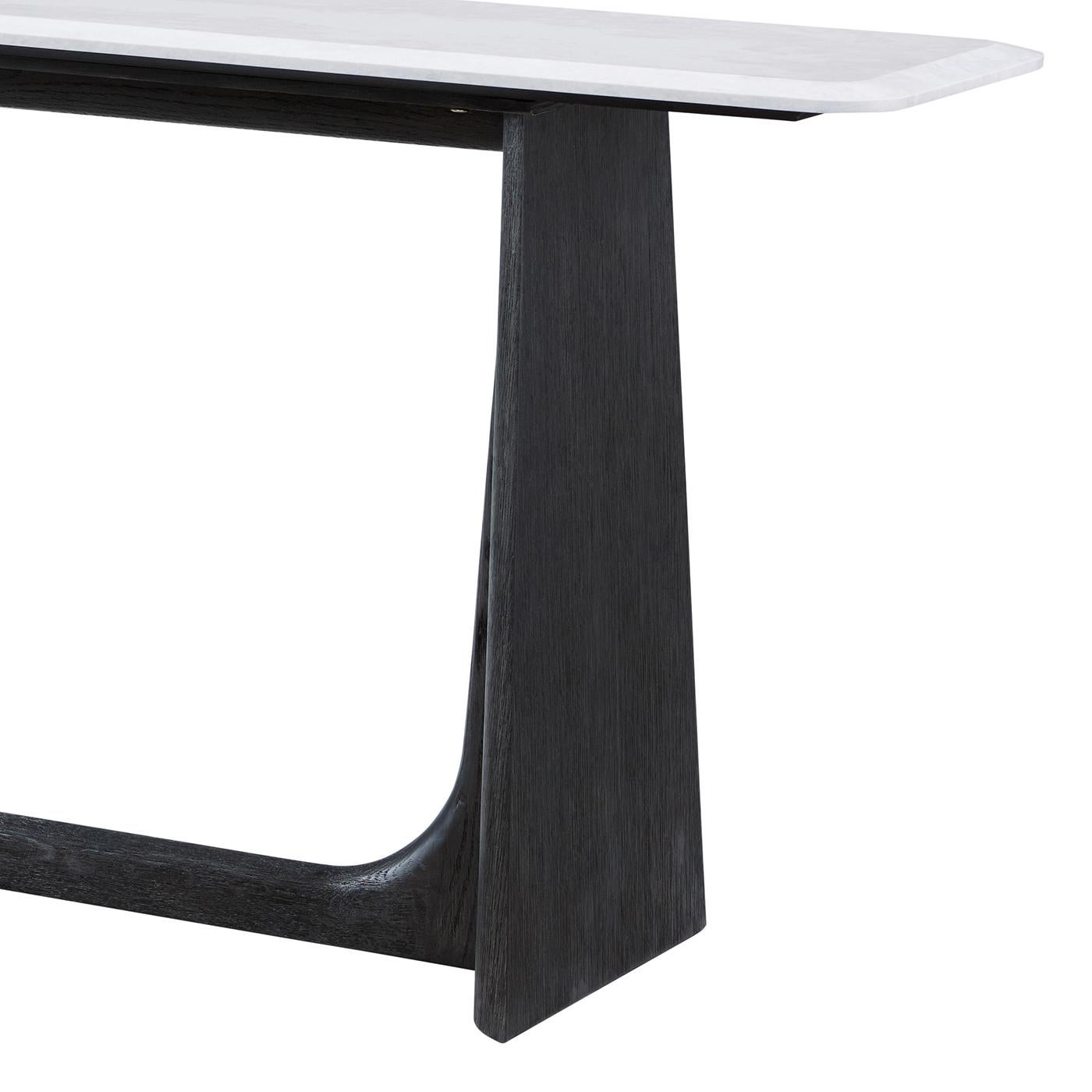 Mid-Century Modern Dark Oak Modern Quartz Top Console Table For Sale