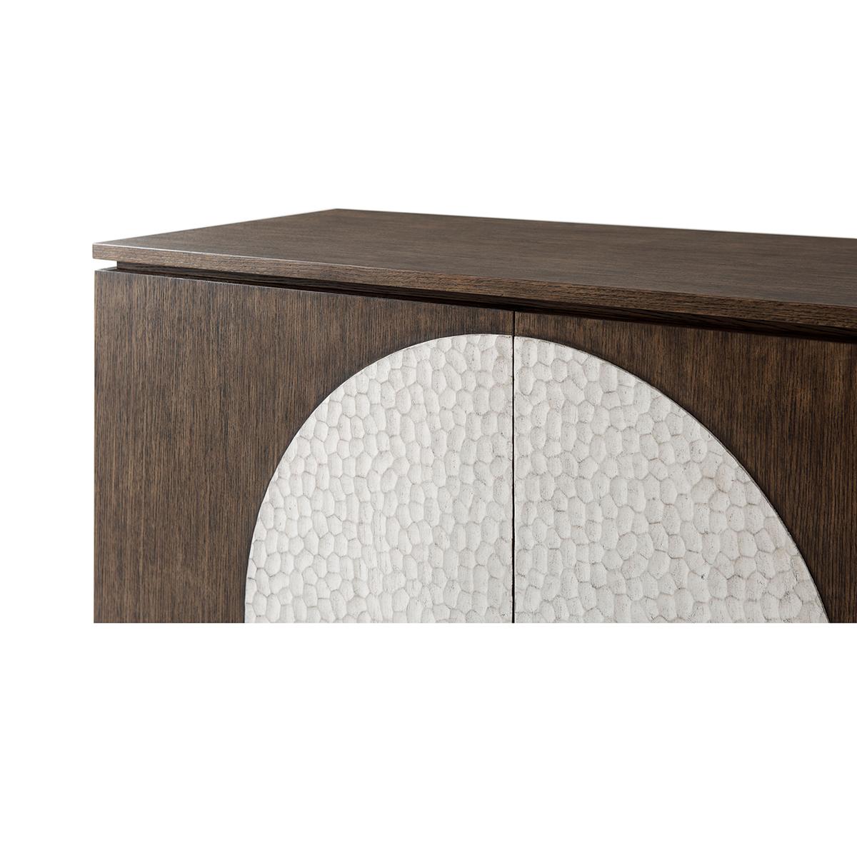 Contemporary Dark Oak Modern Side Cabinet For Sale