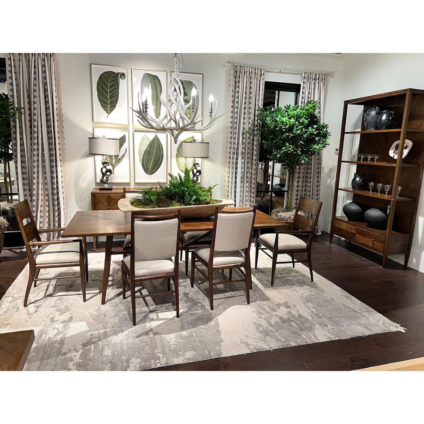 Sillón de comedor de parquet de roble oscuro (set de 2) Rústico en venta
