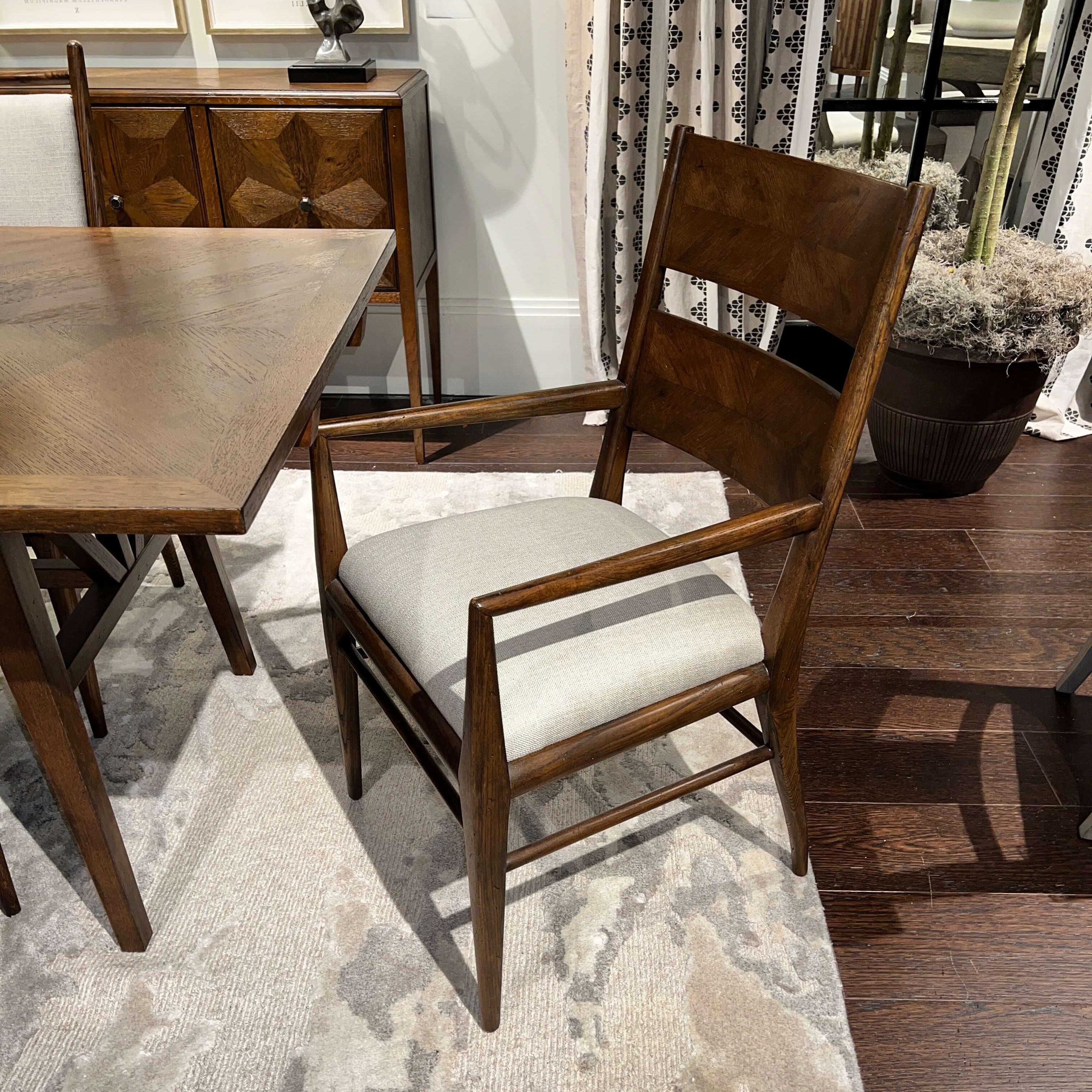 Sillón de comedor de parquet de roble oscuro (set de 2) Vietnamita en venta