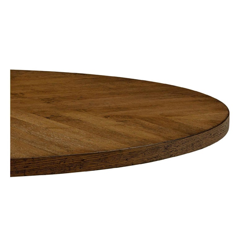 Dark Oak Parquetry Round Dining Table For Sale at 1stDibs