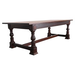 Réfectoire, table de travail ou table de ferme en chêne foncé par Irving & Casson, années 1920
