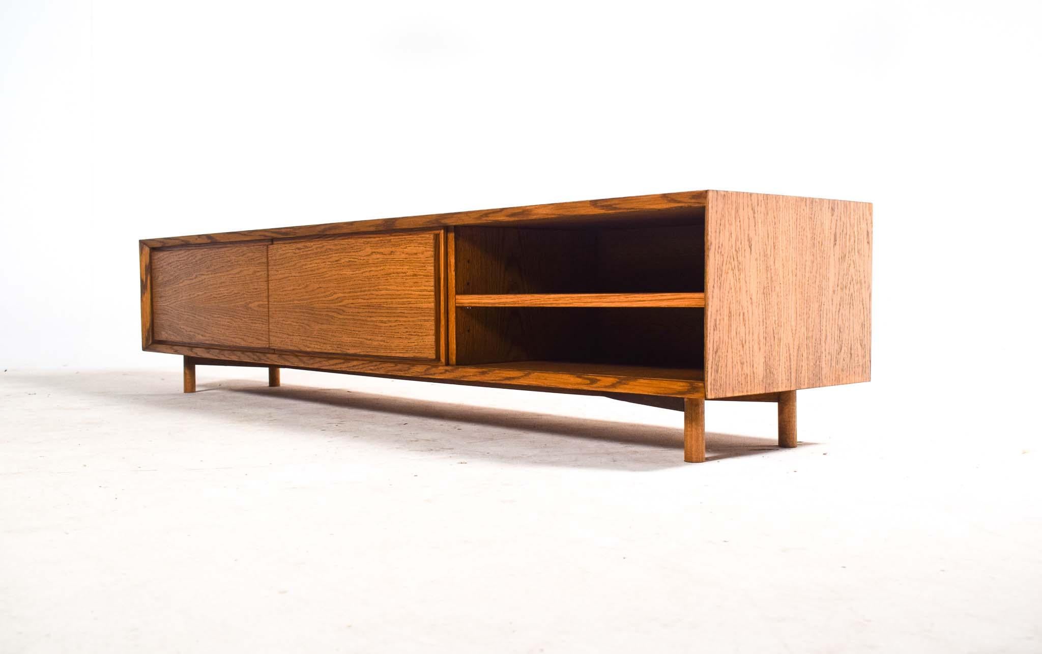 Mid-Century Modern Dark Oak Sliding Door Sideboard Model A2 By Dust Wood For Sale