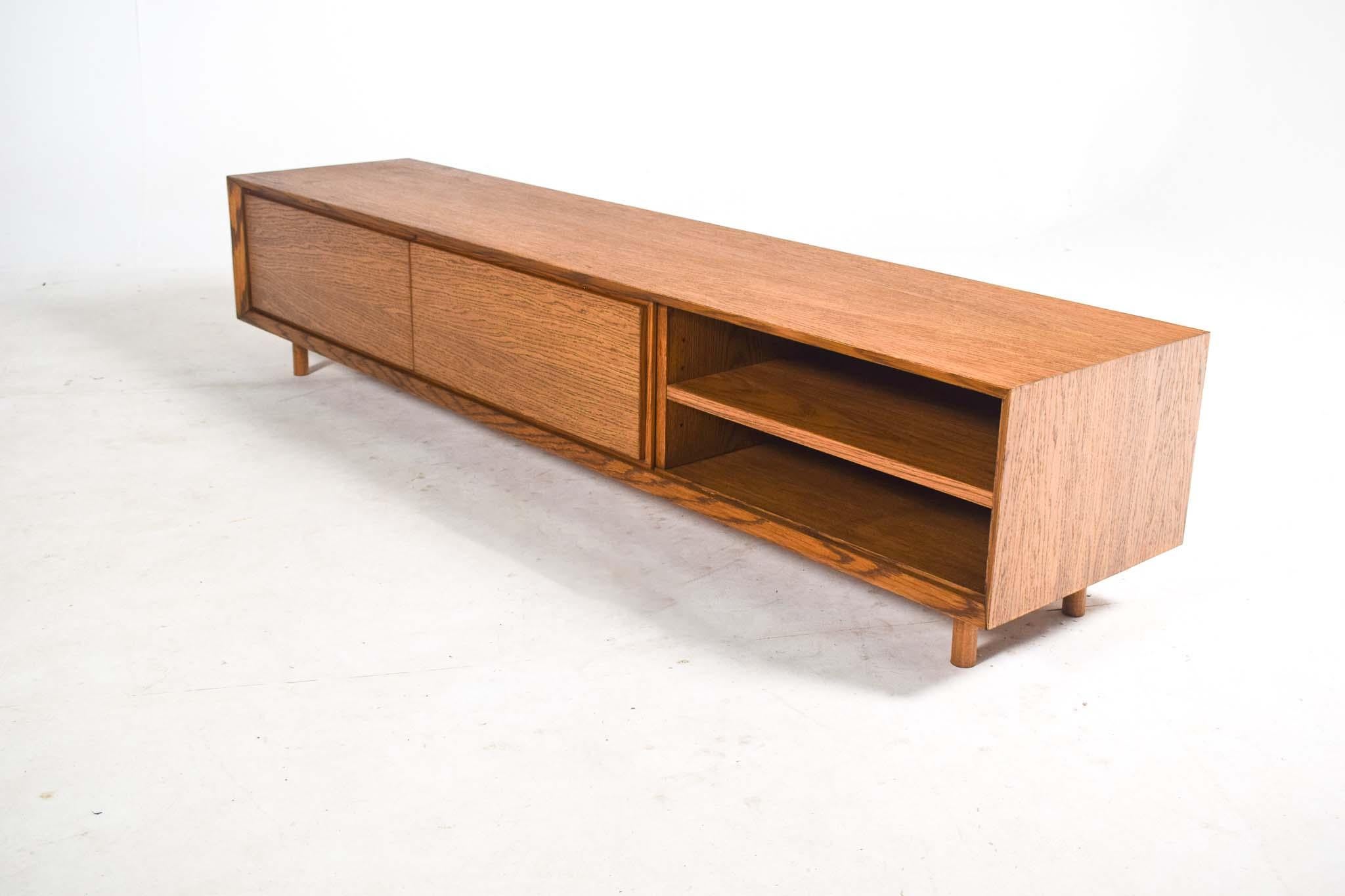 Portuguese Dark Oak Sliding Door Sideboard Model A2 By Dust Wood For Sale