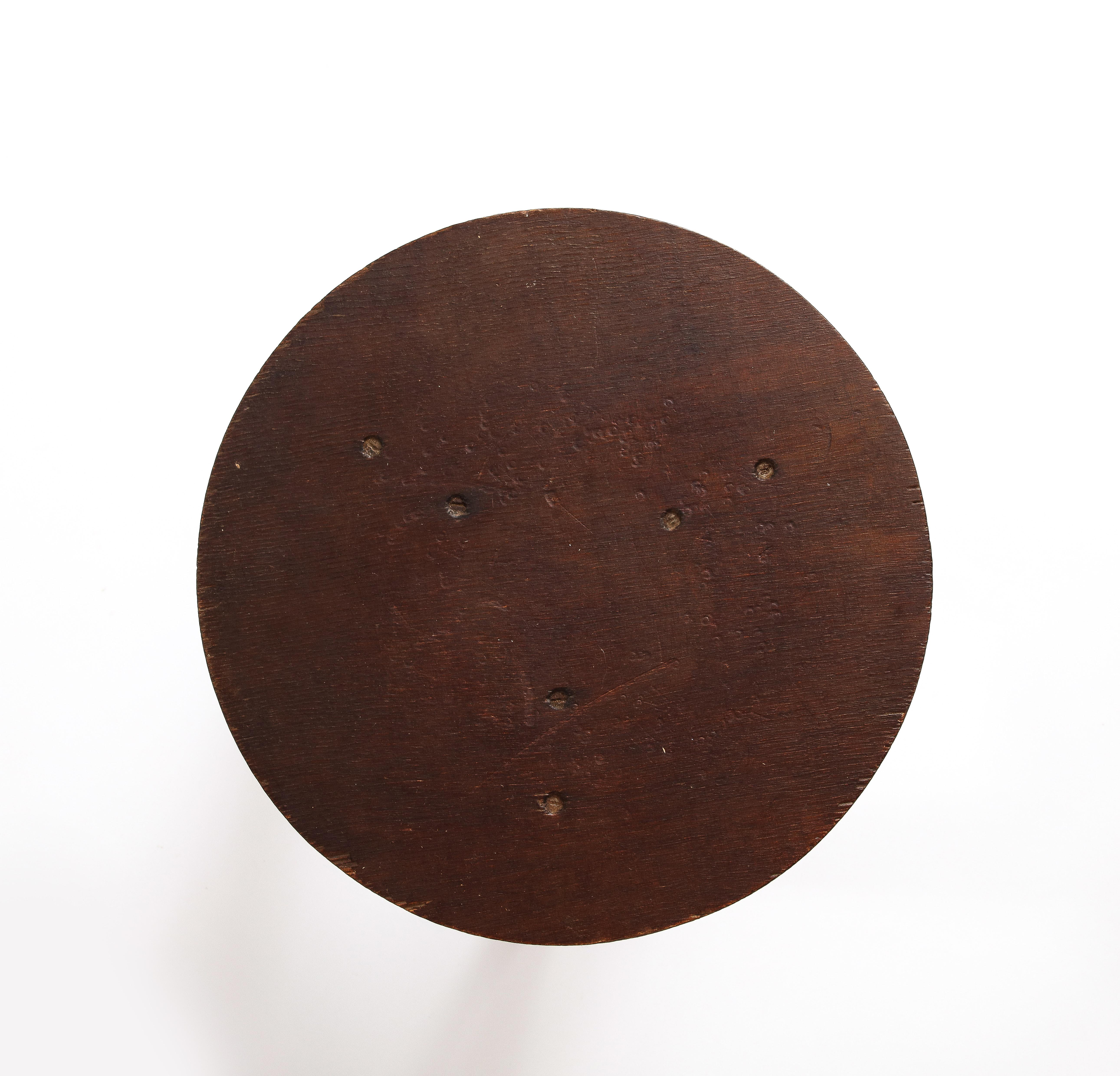 Dark Oak Stool in the Style of Hervé Bayley, France 1950s For Sale 9