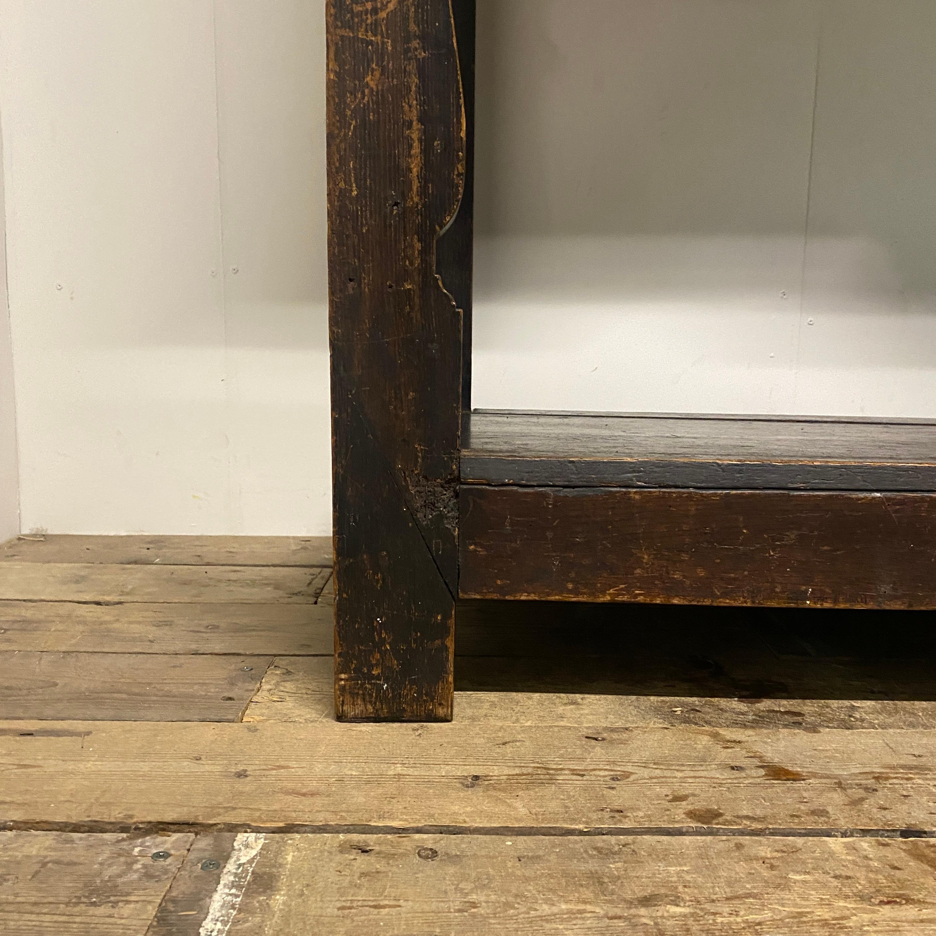 Dark Oak Wood Dresser Base and Display shelves  Antique Pot Stand Dresser For Sale 6